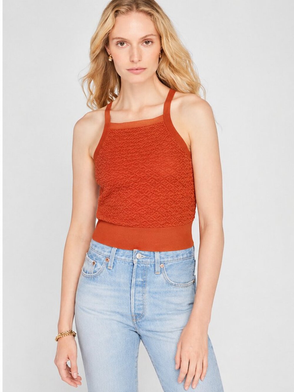 NWT Club Monaco Women's Pullover Tie Back Tank Burnt Orange SP